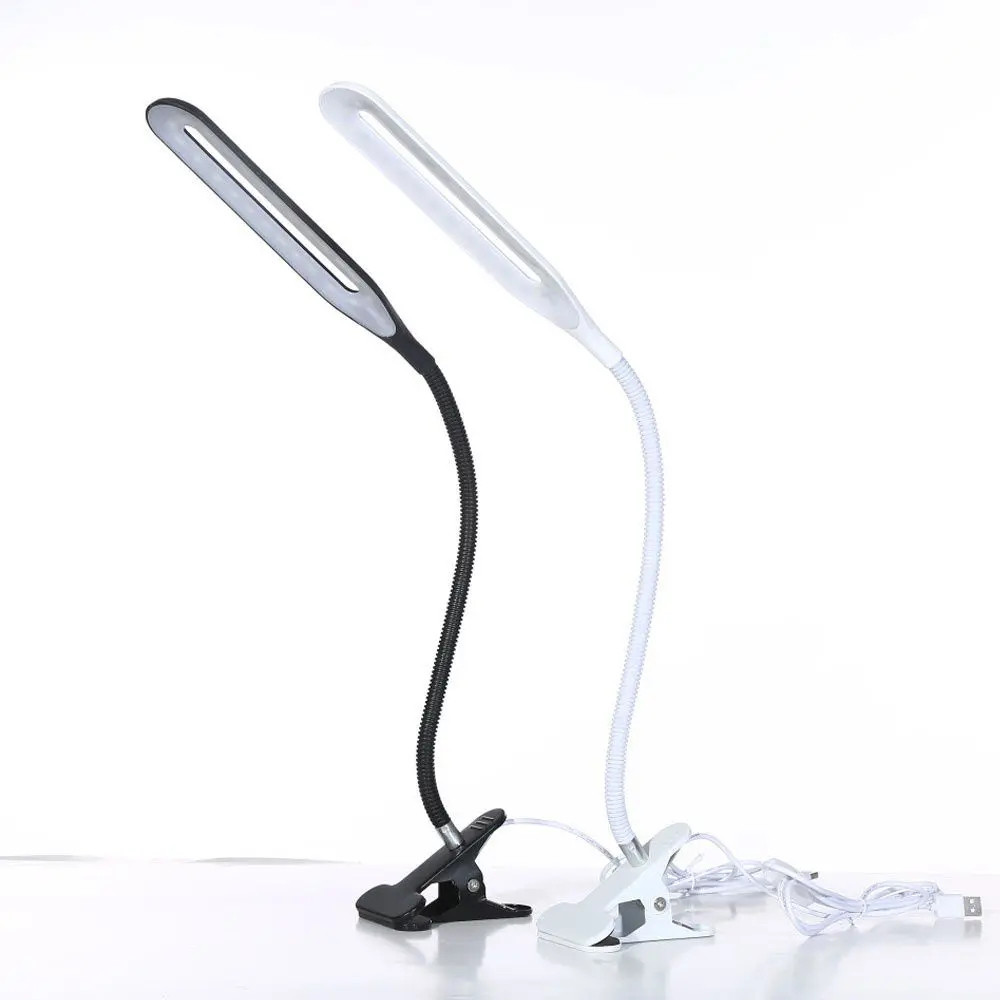 Luminária De Mesa Abajur Led Garra Presilha Bivolt Decoração Flexível Tubo 23 Leds Com Clipe Prendedor Garra