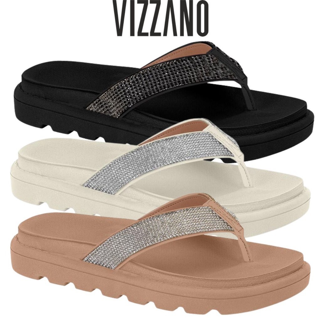 Tamanco Chinelo Dedo Papete Vizzano Plataforma Glitter Strass Brilho ORIGINAL