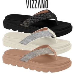 Tamanco Chinelo Dedo Papete Vizzano Plataforma Glitter Strass Brilho ORIGINAL