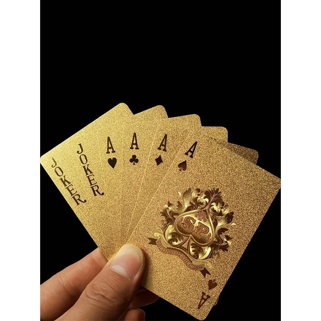 Conjunto De Cartas De Poker Em Folha De Ouro Perfeito Para Presentes De Poker, Brincadeiras E Festas! Presentes De Natal