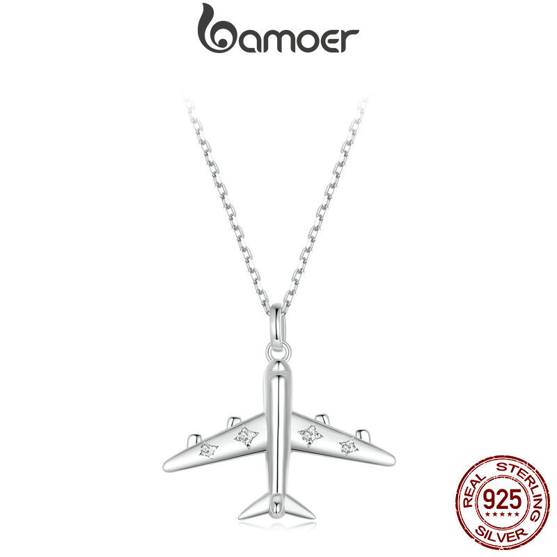 Colar De Fita Bamoer 925 Sterling Avião Design De Jóias Presentes Para Mulheres - Fashion Accessories