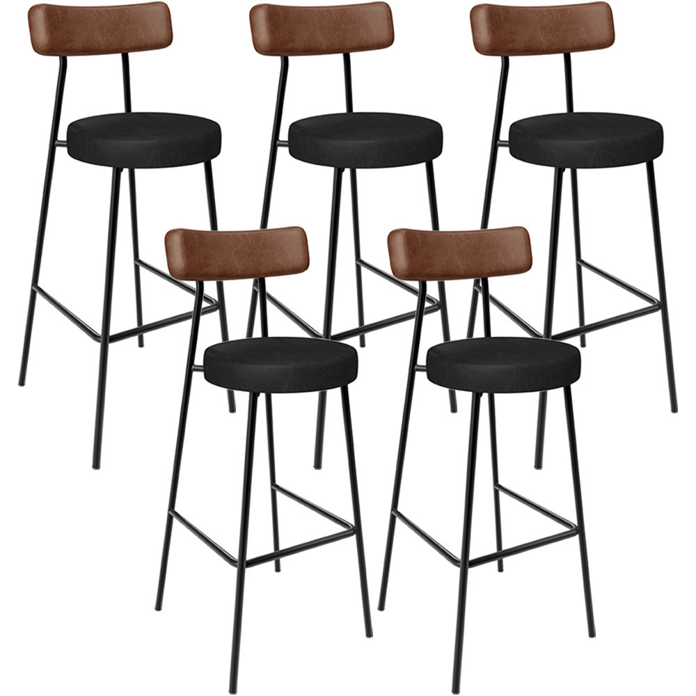 Kit 05 Banquetas Alta Bar Cozinha Sala De Jantar Milão L02 Couríssimo Marrom Preto - Lyam Decor em Oferta na Shopee