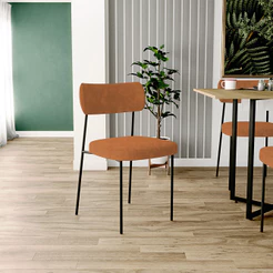 Cadeira Decorativa Estofada Para Sala De Jantar Melina L02 Bouclê Terracota - Lyam Decor