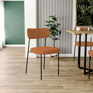 Cadeira Decorativa Estofada Para Sala De Jantar Melina L02 Bouclê Terracota  - Lyam Decor em Oferta na Shopee