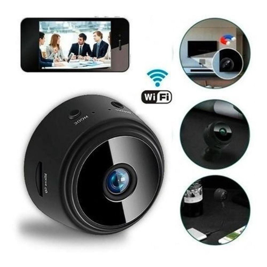 Câmera A9 Mini HD Sensor De Presença WI FI 110v Grava Em Cartão de Memória Com Suporte Para Encaixe Envio Imediato
