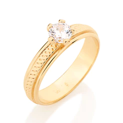 Aliança Rommanel Trabalhada Com Zircônia Banhada a Ouro 18k - 511402