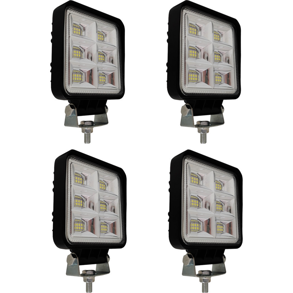 Kit 4 Farol de Milha Luz auxiliar 48 LEDs 144W Jipe Caminhonete trator Iluminação Noturna Neblina