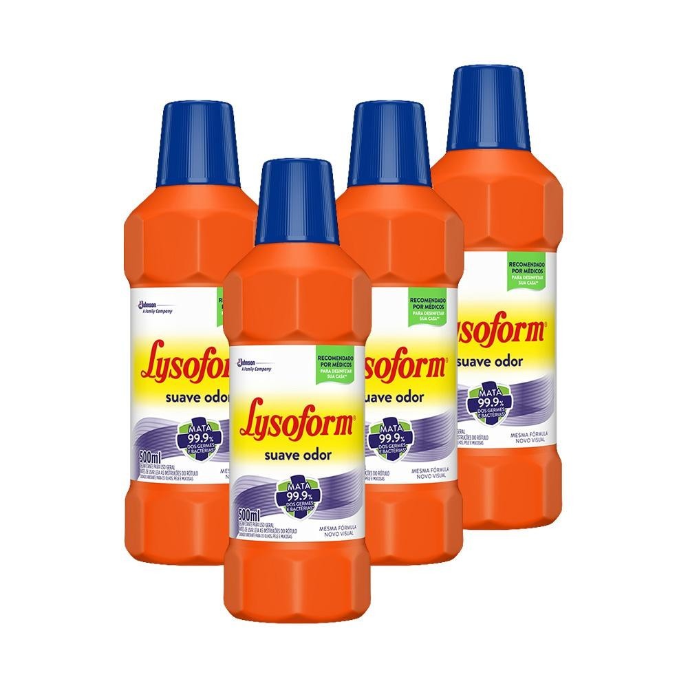 Kit 4 Desinfetante Lysoform Uso Geral Suave Odor 500ml em Oferta na Shopee