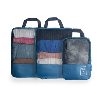 Kit Organizador de Mala 3 Peças Azul em Oferta na Shopee