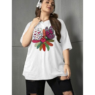 Camiseta Daisy Heart Butterfly Vintage Oversized Estampa Corações Borbulhando Plus Size