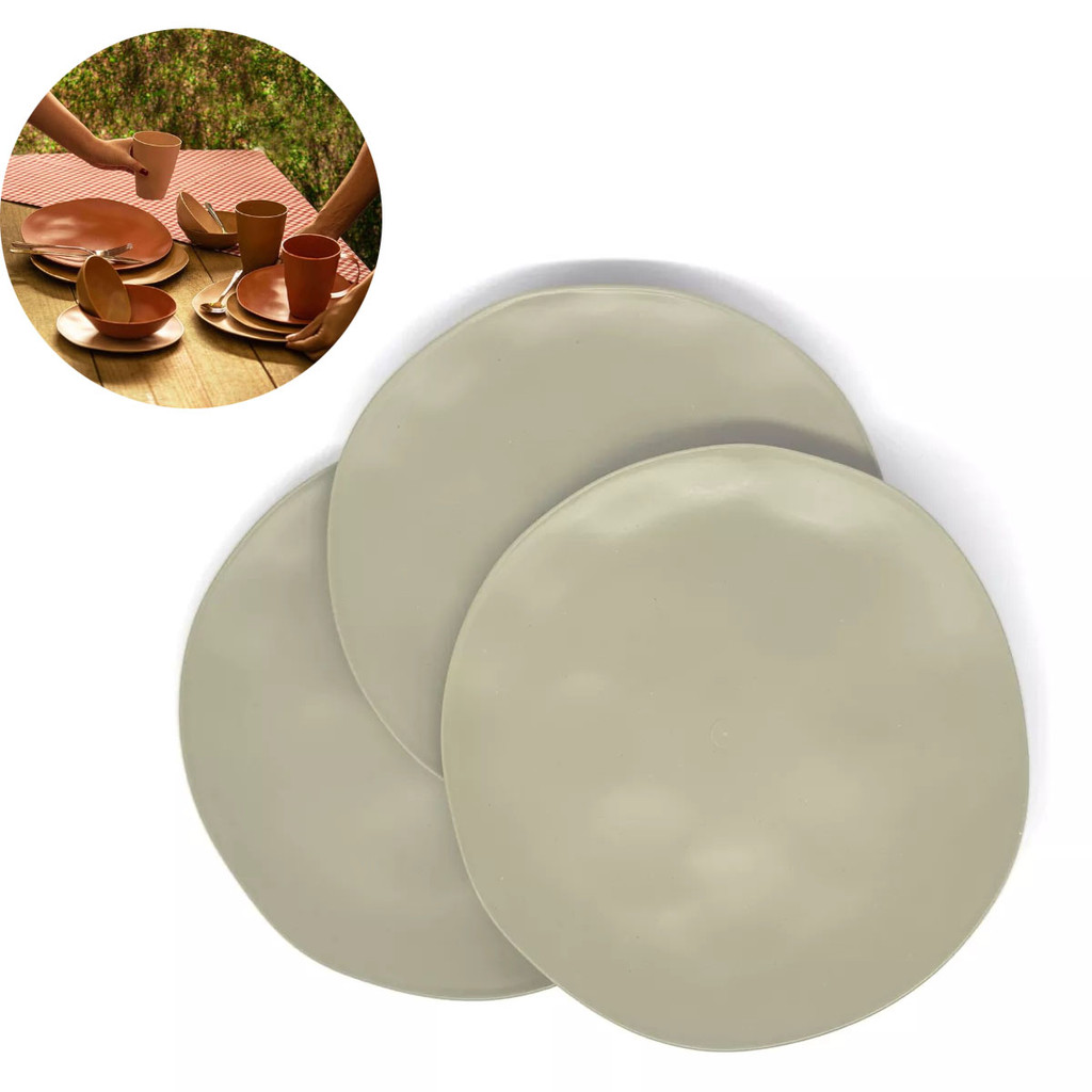 Kit 6 Pratos Rasos Bambu Pp 27cm Elegância Mesa Posta