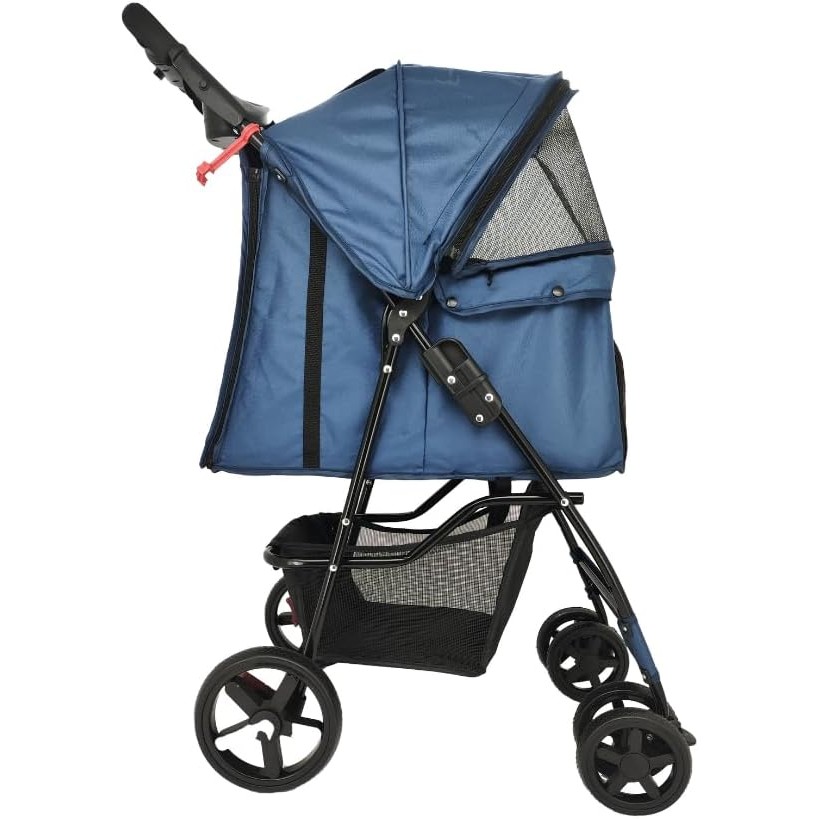 Carrinho de Passeio Cão Gato Pet Dobrável Portátil Azul Tuut
