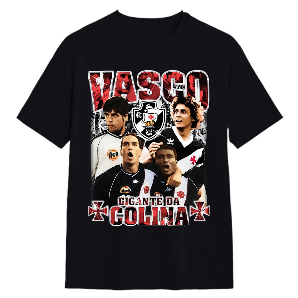 Camisa Camiseta Camisa Algodão Unissex T Shirt time de Futebol Gigante da colina Romario Edmundo Gama