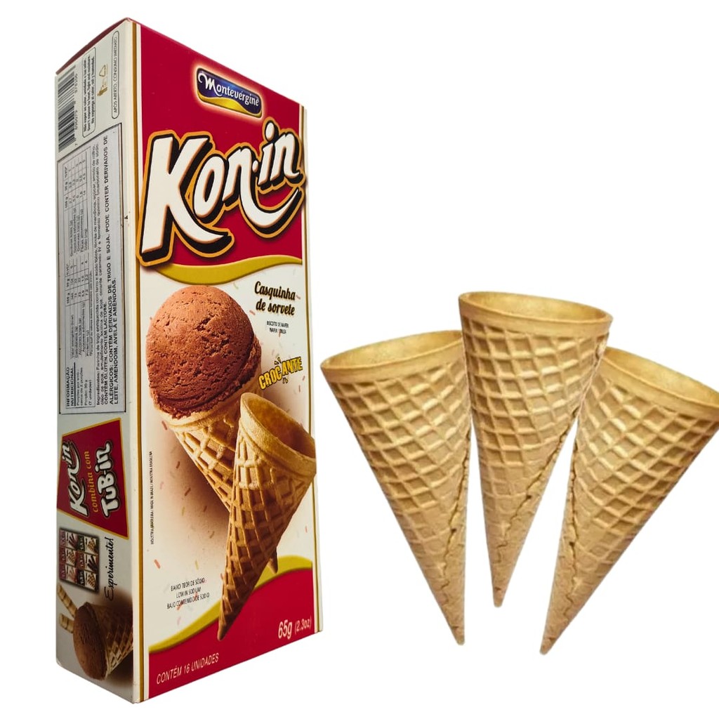 Casquinha de Sorvete Crocante Kon-In C/ 16 Un - Montevérgine em Oferta na Shopee