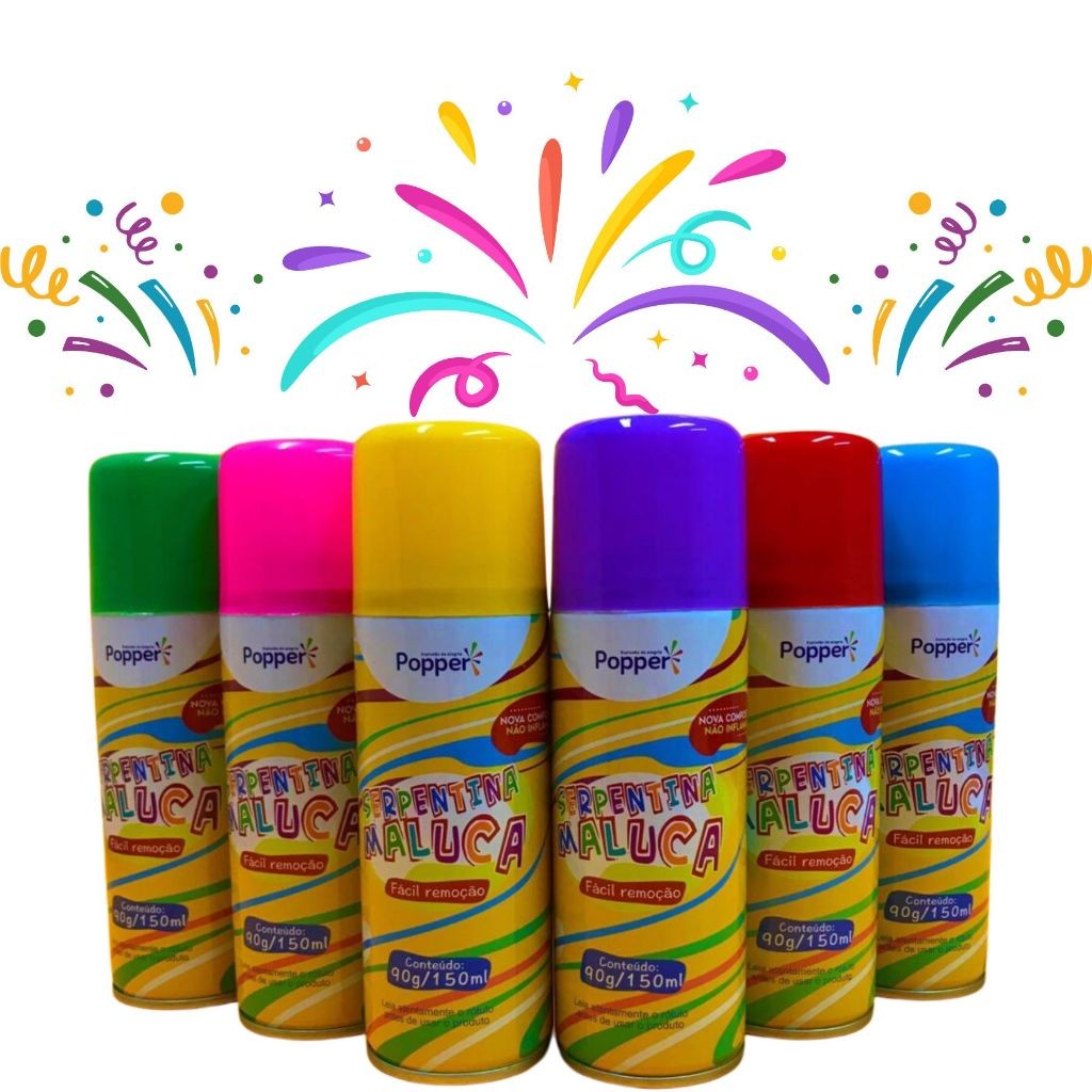 NOVIDADE Spray De Serpentina Colorido Maluca Folia Brincadeira Top Carnaval Brincadeira Divertido
