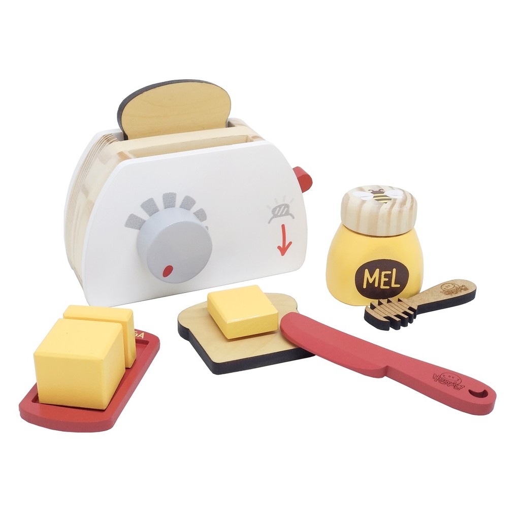 Kit Torradeira De Madeira - Comidinha De Brinquedo Casinha