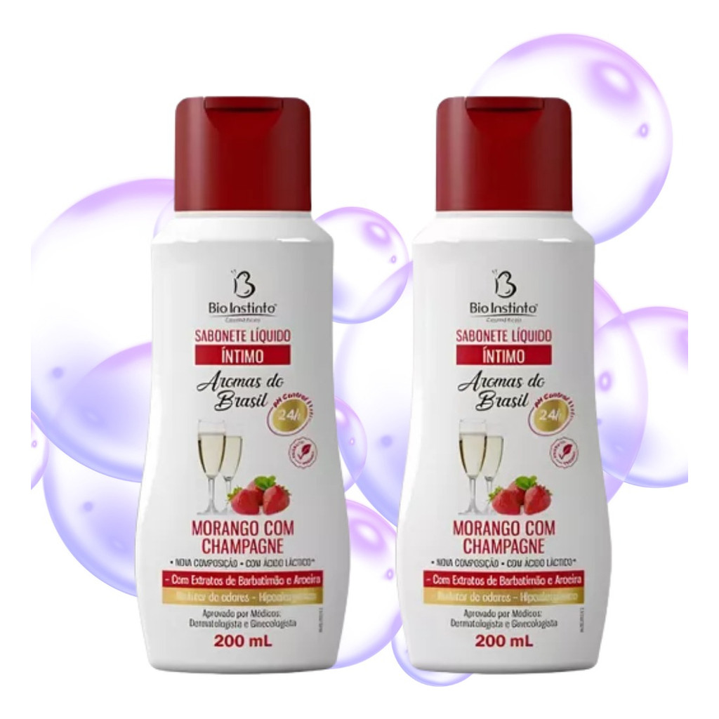 Kit 2 Sabonetes Íntimos Femininos Morango com Champagne 200ml – Higiene Íntima e Perfume Sofisticado em Oferta na Shopee