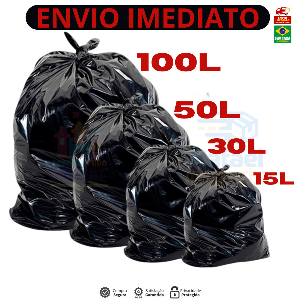 Saco de Lixo resistente com 25/50/100 unidades 15/30/50/100 Litros em Oferta na Shopee