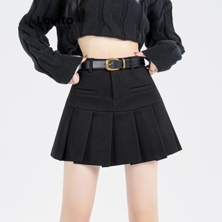 Lovito Saia Plissada Lisa Casual Para Mulheres LNA43279