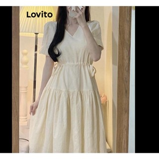 Lovito Vestido Casual Liso Com Babados Em Cascata Com Cordão E Franzido Para Mulheres LNE39492 (Damasco)
