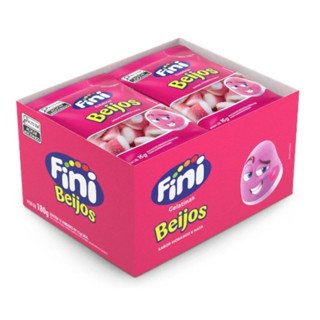 Mini Beijos de Morango com 12 pacotes de 15g cada Fini