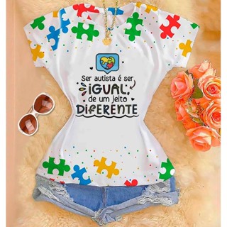 Tshirt feminina premium Autismo - Ser Autista é Ser Igual...