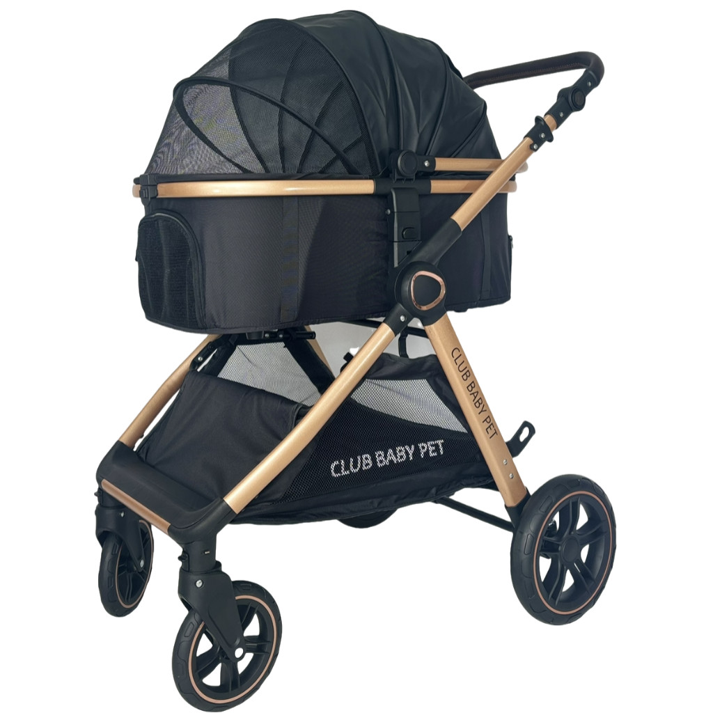 Detalhes do Carrinho Pet Europeu 3em1 Golden Club Luxo Cães Gatos Passeio Seguro Dobrável Leve