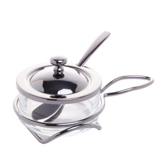 Queijeira Wolff de Vidro Tampa e Colher de Aço Black 16cm