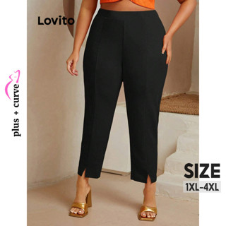 Lovito Calças Plus Size Curvas Elegantes E Lisas Para Mulheres LBL08201
