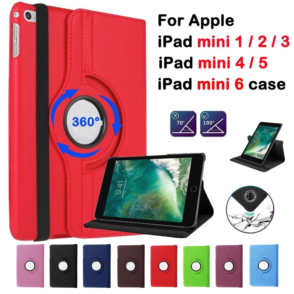 Para iPad mini 1 2 3 4 5 7,9 Polegadas 6 8,3 360 ° Suporte Rotativo De Couro De Alta Qualidade Capa Protetora De PU