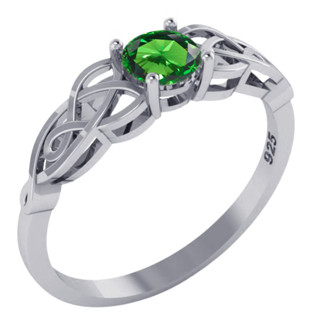 Anel Solitário Celta Knot Prata 925 Exclusivo - Esmeralda em Oferta na Shopee