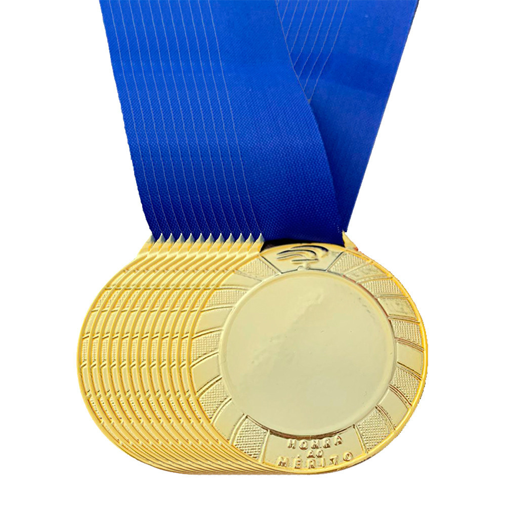 Kit 15 Medalhas Centro Liso Personalizar Ouro Prata Bronze Cor:5 de cada