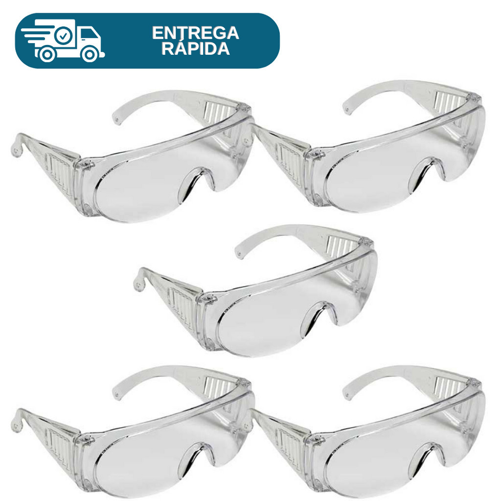 Kit 5 Oculos De Proteção Sobrepor Óculos De Grau Pro Vision Carbografite Segurança Epi Para Obras