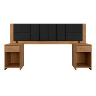 Cabeceira Estofada Para Cama Casal Dubai Carv/preto - M. Arapongas