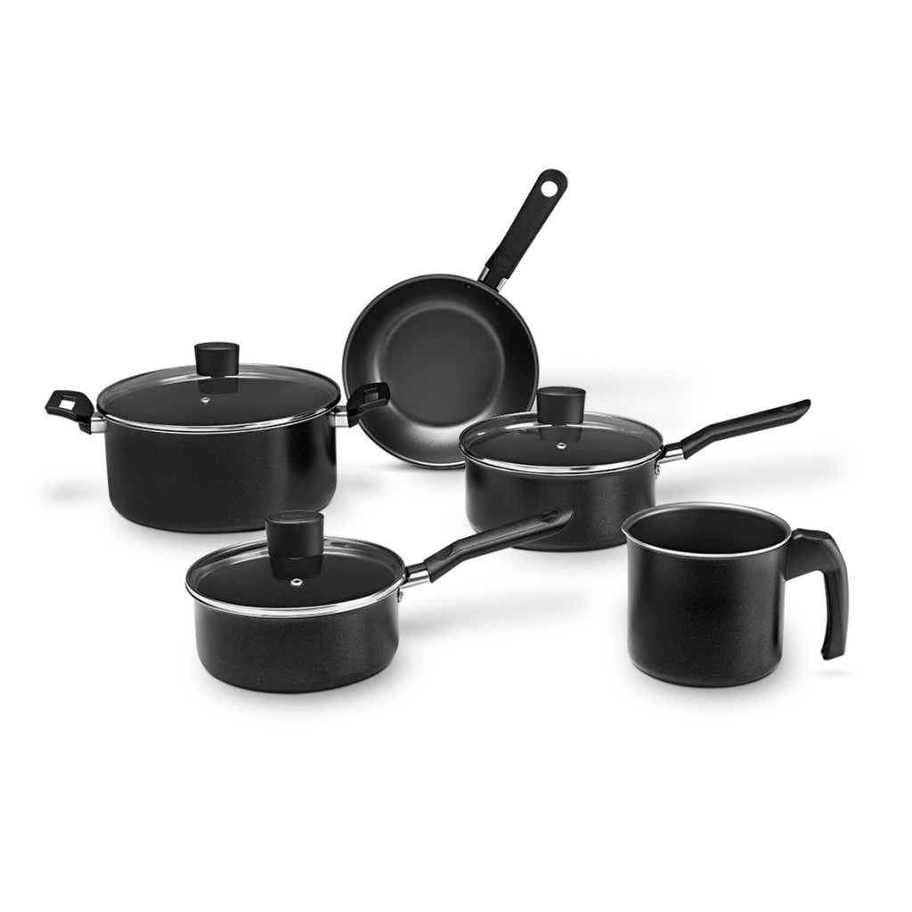 Jogo De Panelas Antiaderente 5 Peças Cozinha Fogão Não Gruda Ebony Brinox