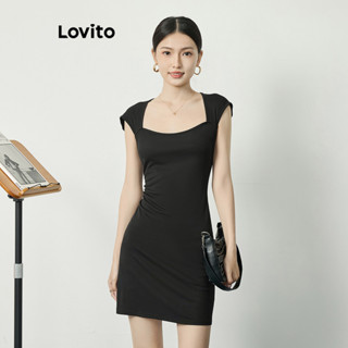 Lovito Vestido Básico Liso Elegante Para Mulheres L77ED310