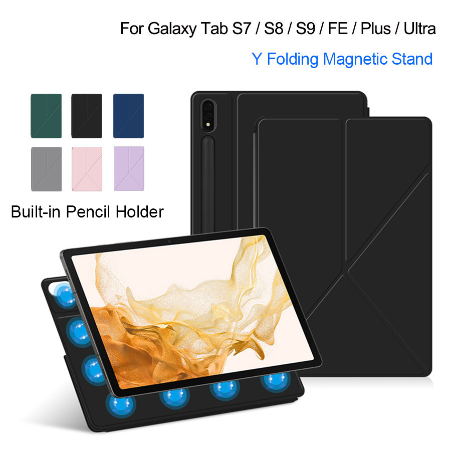 Para Samsung Galaxy Tab S7 S8 S9 FE 10,9 S9 11 S7 Plus S7 S8 S9 + S7 + S8 + 12,4 Estojo Magnético De Suporte Dobrável Em Y