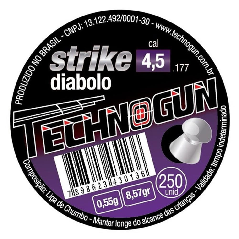 Chumbinho Strike Diabolo 4.5mm 250 Unidades - Technogun em Oferta na Shopee