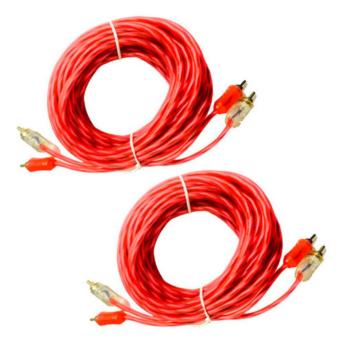 KIT 2 CABO RCA CRISTAL MATTE 5M E-TECH INJETADO PARA SOM AUTOMOTIVO