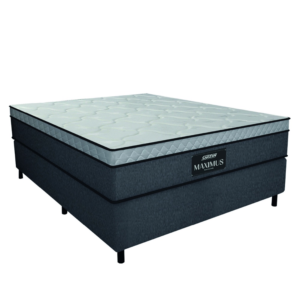 Cama Box Casal Colchão Gazin Maximus Molas Ensacadas 138x188x62cm Linho Grafite / Preto - Suporta até 120Kg por Pessoa em Oferta na Shopee