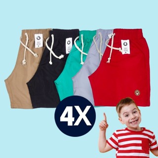 Kit 4 Bermudas Tactel Infantil Juvenil Meninos Short Praia em Oferta na Shopee