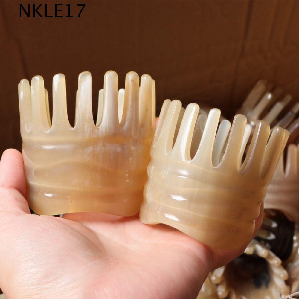 NKLE17 Pente De Massagem De Chifre De Boi , Shampoo Meridiano Raspagem Escova Massageadora De Couro Cabeludo De Dente La