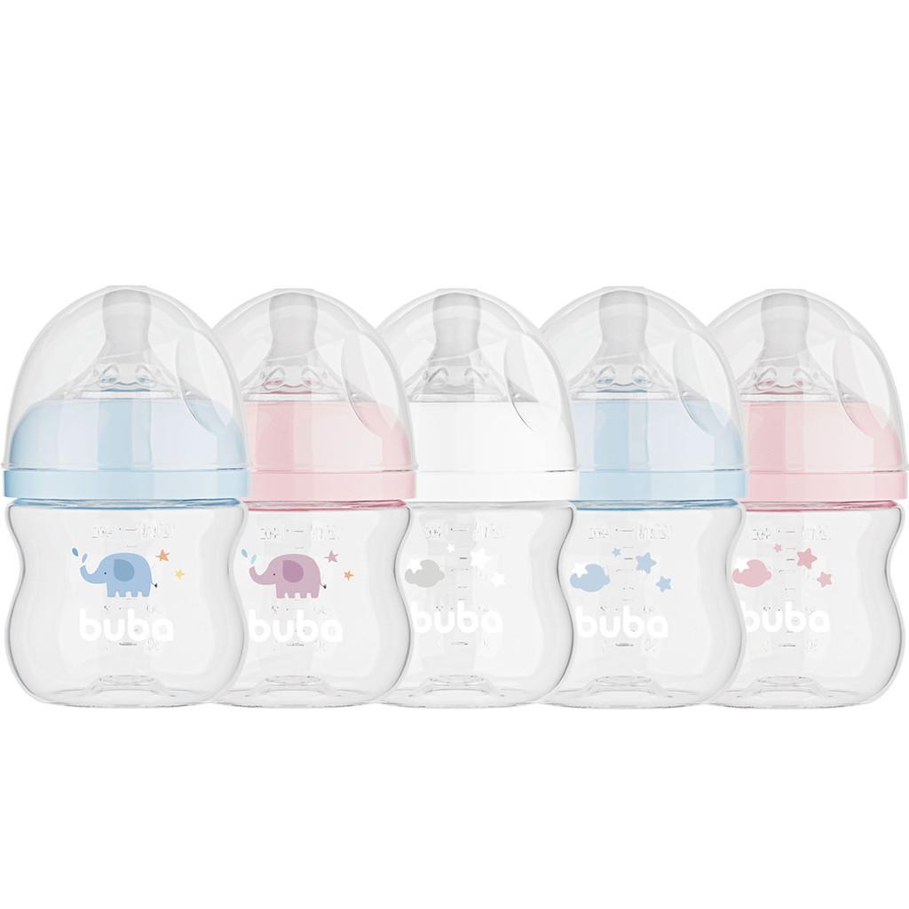 Mamadeira Infantil 120 ml para Bebês 0 meses Design Ergonômico Anti Gases Evita Vazamento Buba