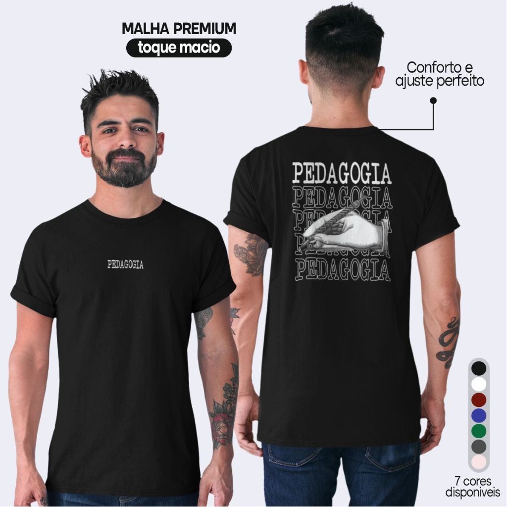 Camiseta Curso Pedagogia Camisa Pedagogia 100% Algodão Premium Varias Cores Pronta Entrega