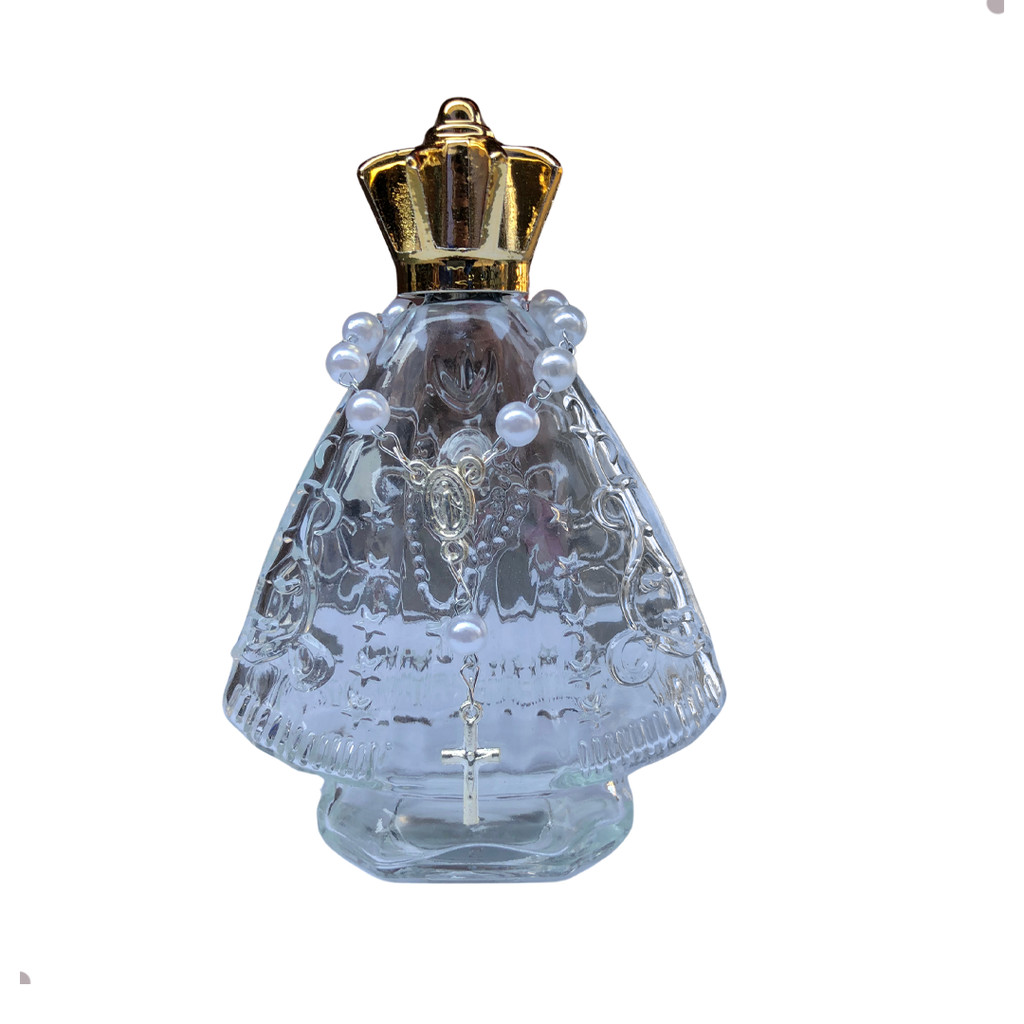 4 Garrafinha Vidro Nossa Senhora Aparecida Vidro + Terço
