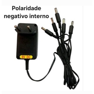 Fonte Para Pedaleira 9v c/ 5 saídas negativo interno Bivolt