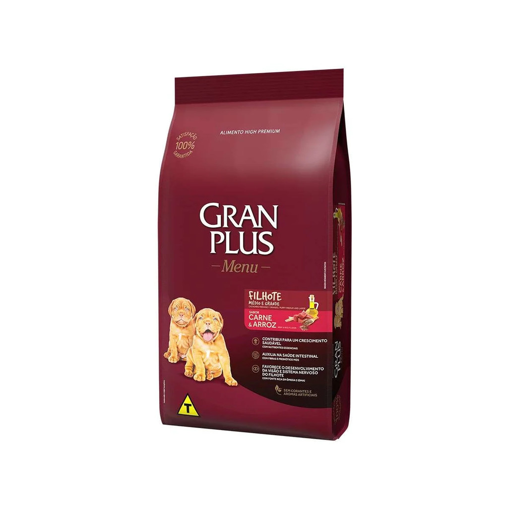 Ração Granplus Menu Filhotes 20kg sabor Carne e Arroz