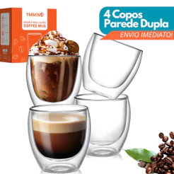 Kit 4 Copos De Vidro 100ml Borasilicato Duplo Nespresso