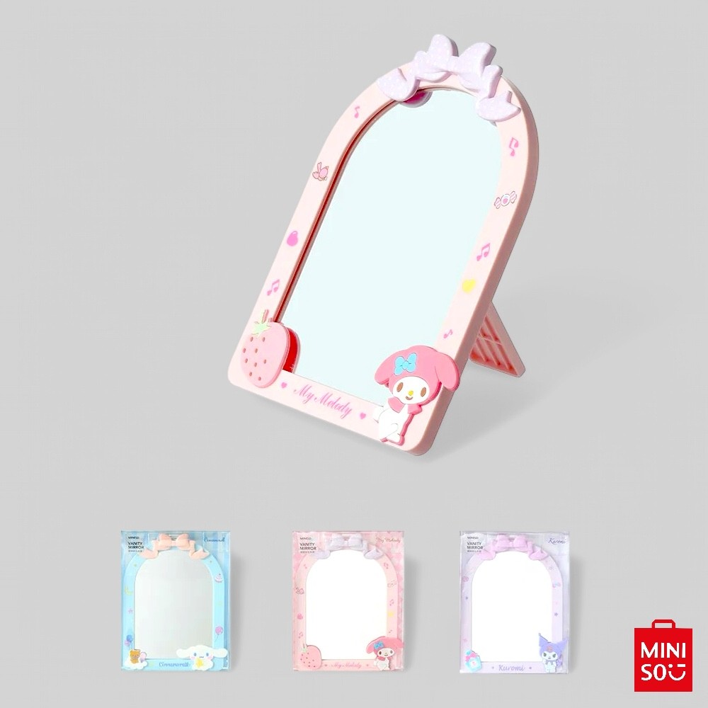 Espelho Sanrio Miniso My Melody Kuromi Cinnamoroll – De Mesa com Base Estável e Moldura Decorada em Oferta na Shopee