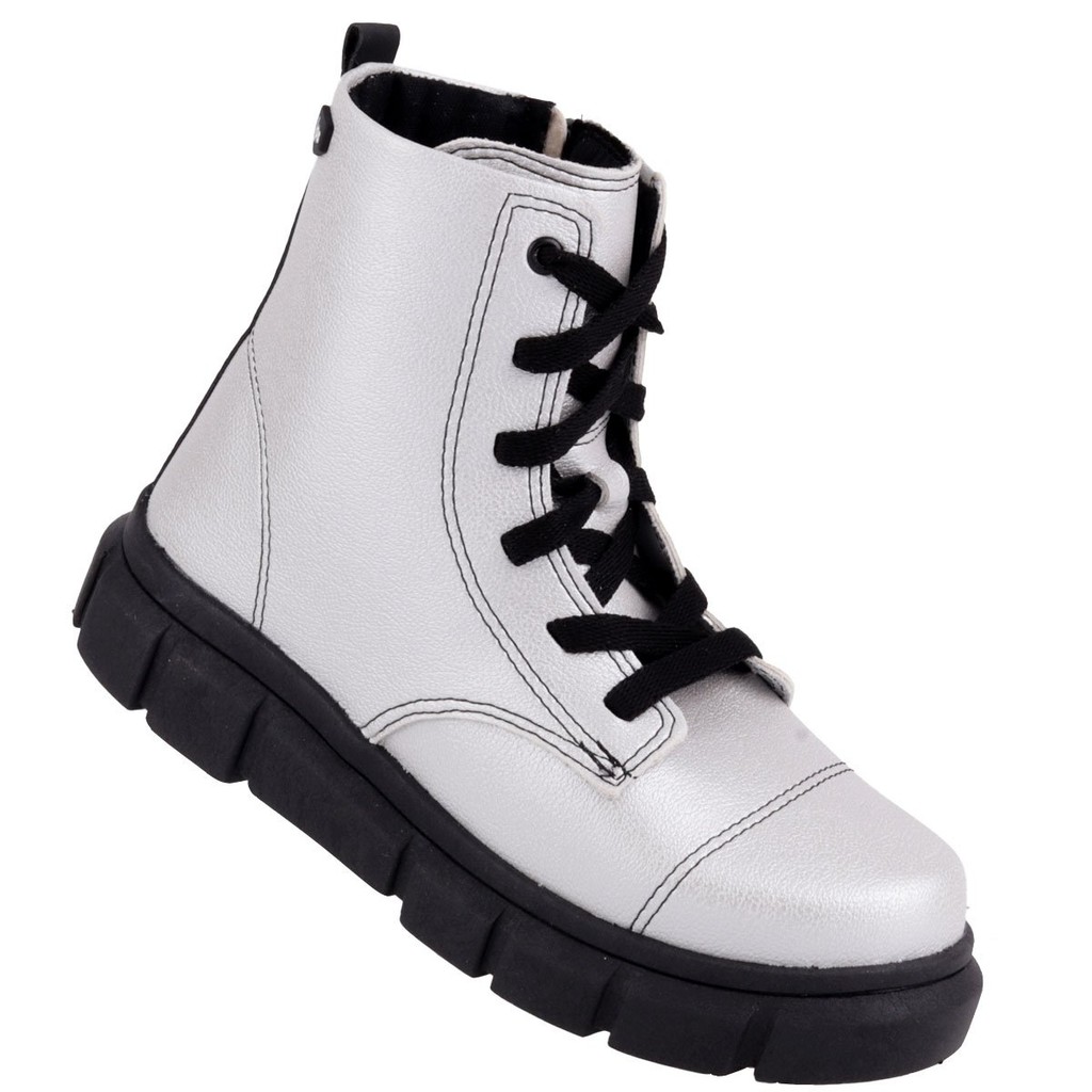 Coturno Bota Infantil Baby Feminina WorldColors Music Colors - Prata em Oferta na Shopee